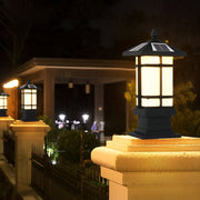 Modern Black Solar Outdoor Post Light with Remote Dimming