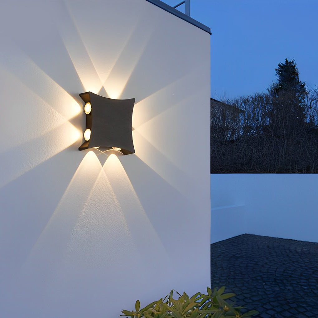 Modern Four-Way Outdoor Wall Light | Die-Cast Aluminum Waterproof