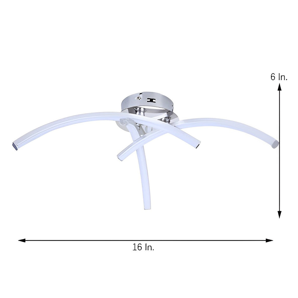 Geometric 3-Line LED Flush Mount Ceiling Light - Chrome Aluminum