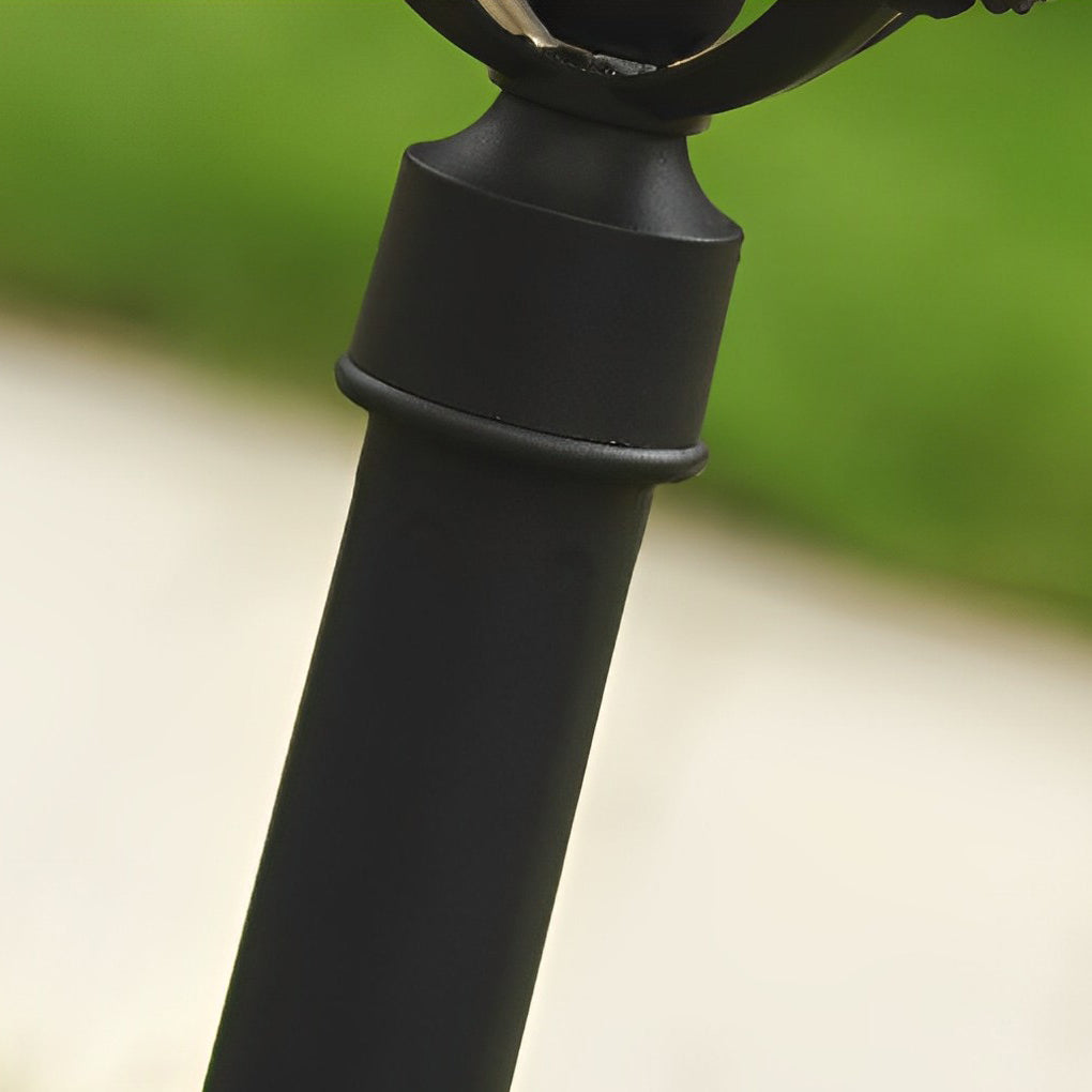 Retro Black Aluminum Solar & Hardwired Outdoor Lawn Lamp