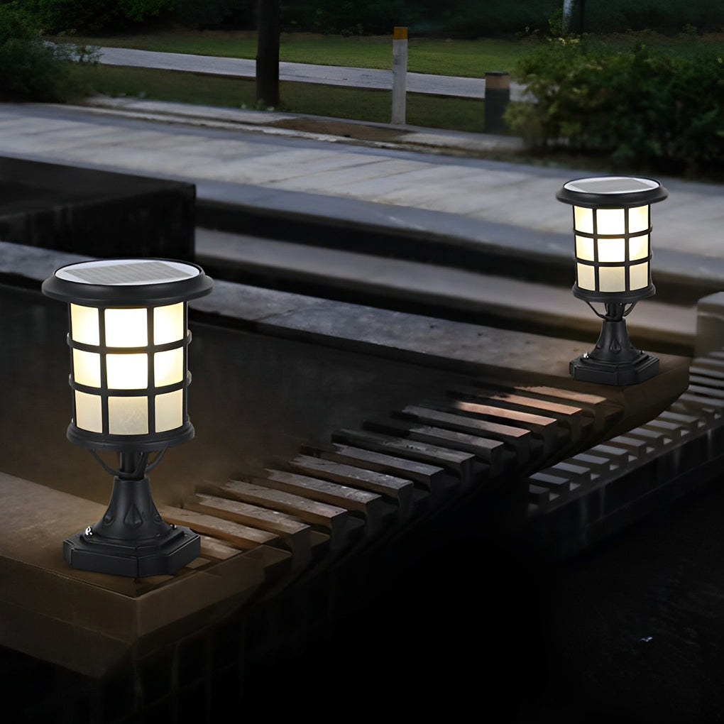 Modern Black Solar Fence Post Light with Remote Control