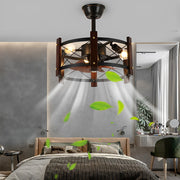 Industrial Caged Ceiling Fan with Light - Black Metal Farmhouse