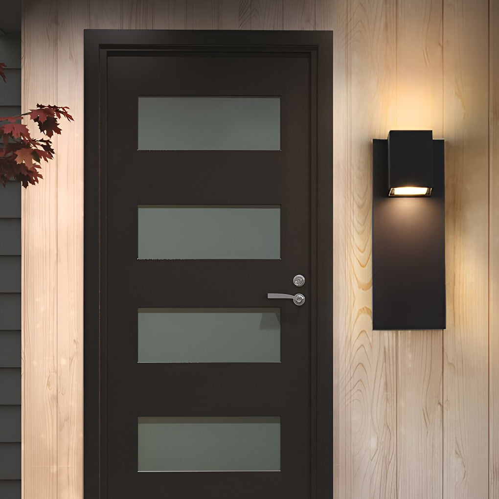 Square Waterproof LED Outdoor Wall Sconce Up Down Lighting Black
