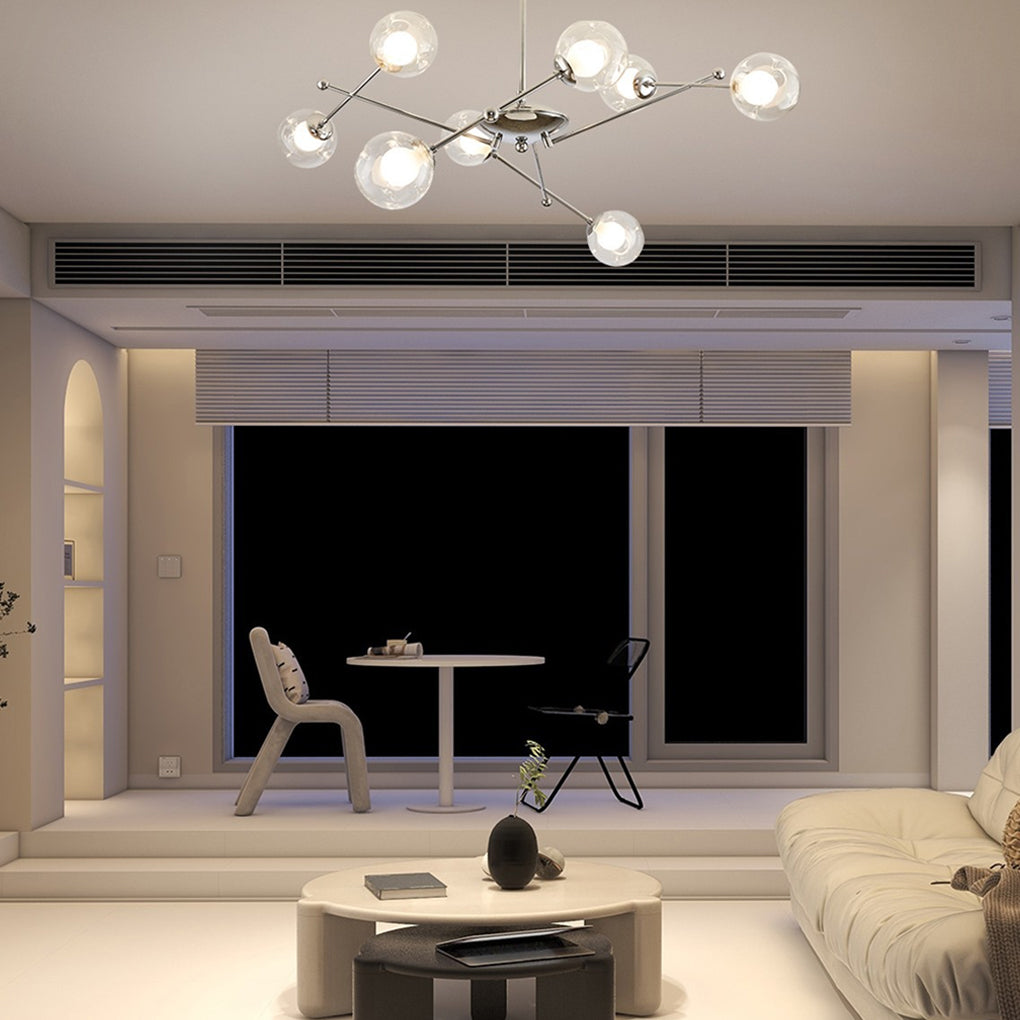 Modern Multi-Light Glass Globe Chandelier with Three-Step Dimming