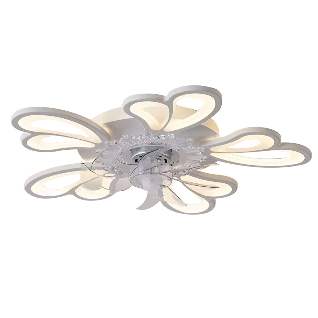 Modern Flower Ceiling Fan with LED Light & 3-Step Dimming