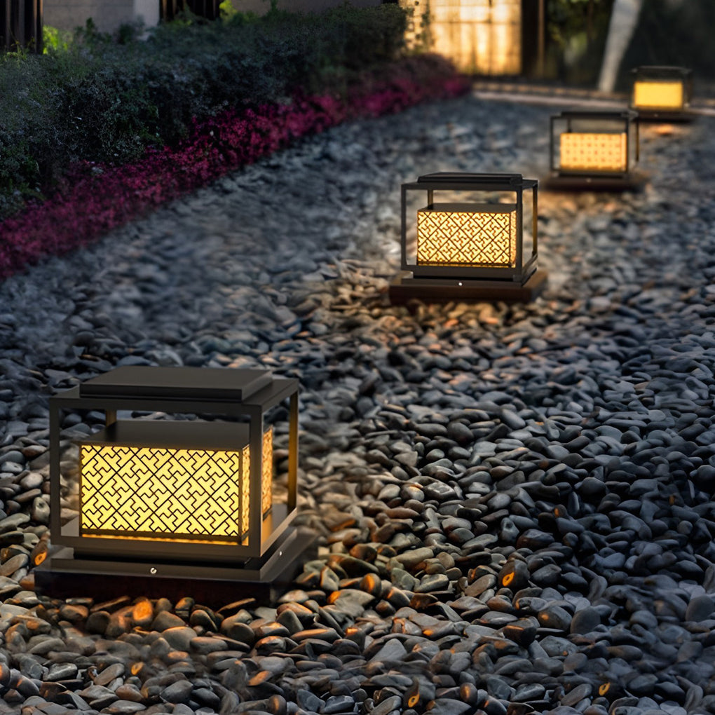 Square Solar Outdoor Fence Post Light - Waterproof IP65 Pillar Lamp