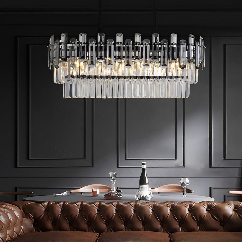 Rectangular Crystal Chandelier with Three-Step Dimming LED