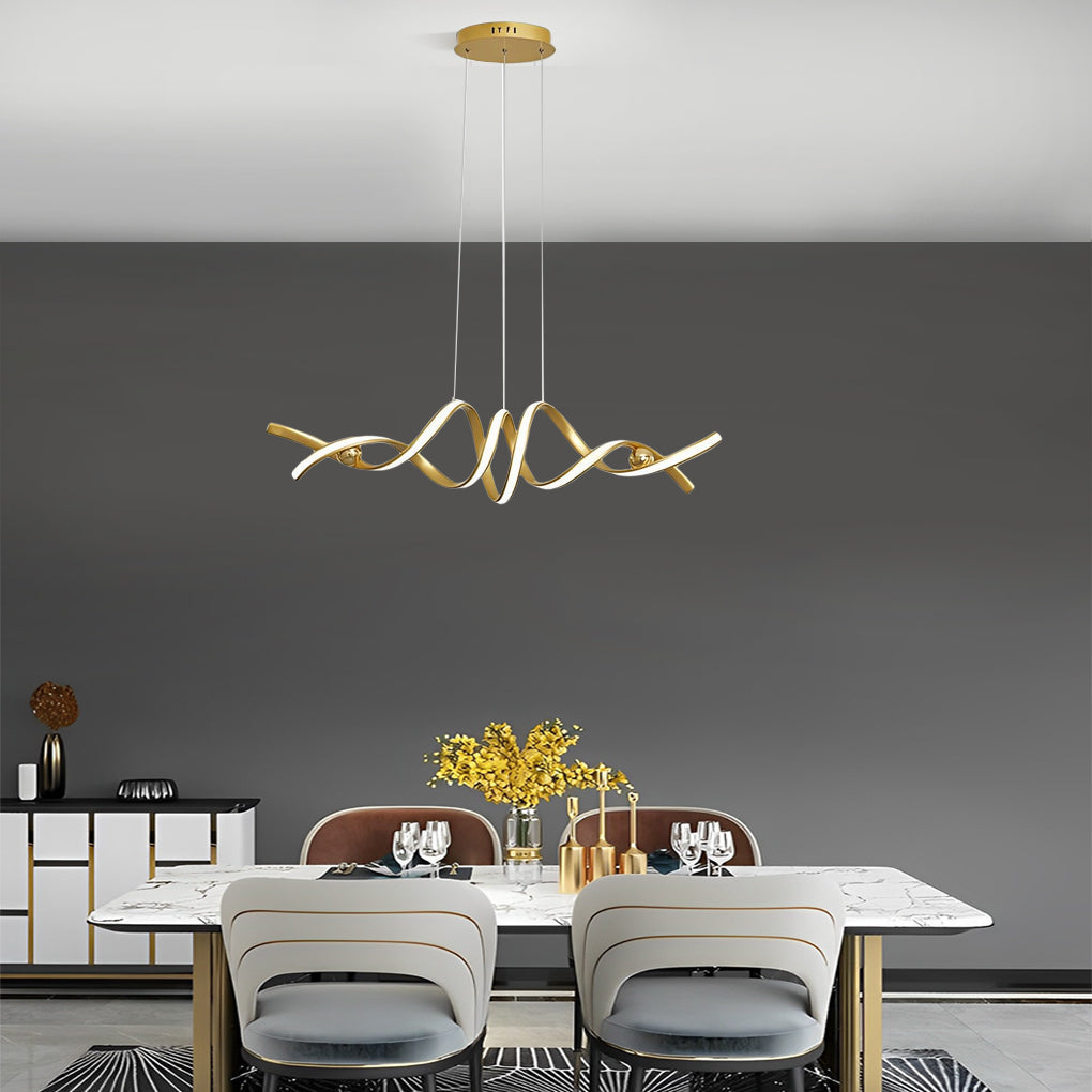 Modern Wave Twisted LED Pendant Light Stepless Dimming Aluminum