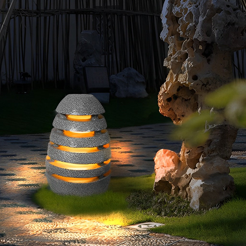 Egg-Shaped Resin LED Lawn Light - Modern Waterproof Outdoor Lighting