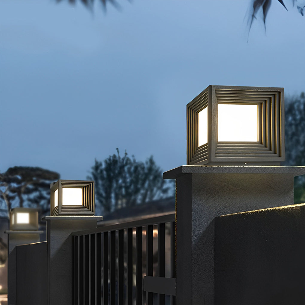 Modern Square Solar Post Cap Light - Waterproof LED Outdoor