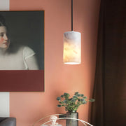 Minimalist Cylindrical Marble Pendant Light with 3-Step Dimming