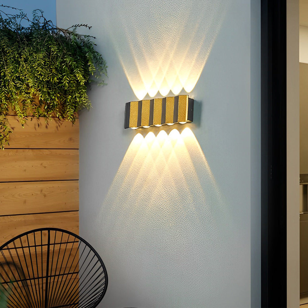 Modern Aluminum LED Outdoor Up Down Wall Light Black Gold Finish