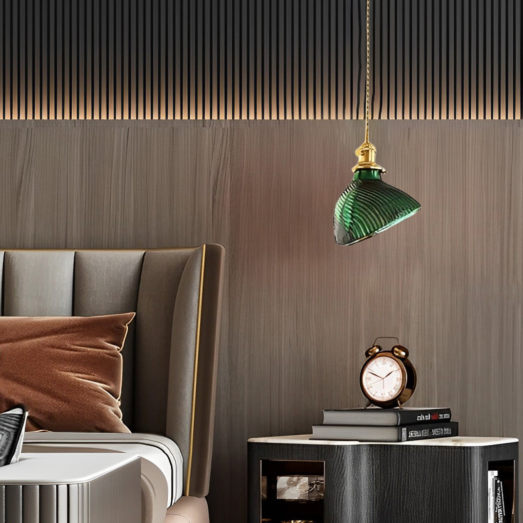 Green Glass Pendant Light with Copper Fittings – Nordic Retro