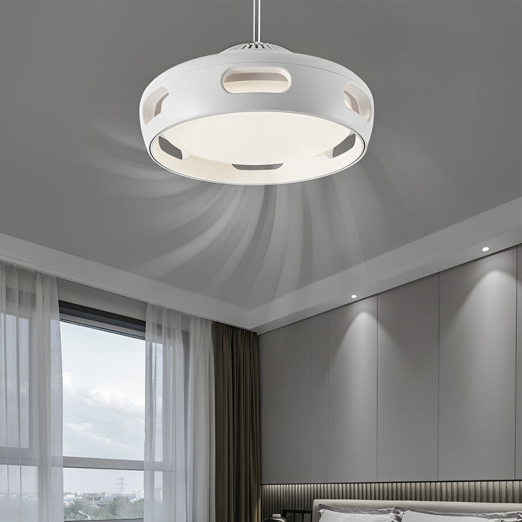 Smart Dimmable Bladeless Ceiling Fan Light with LED - White
