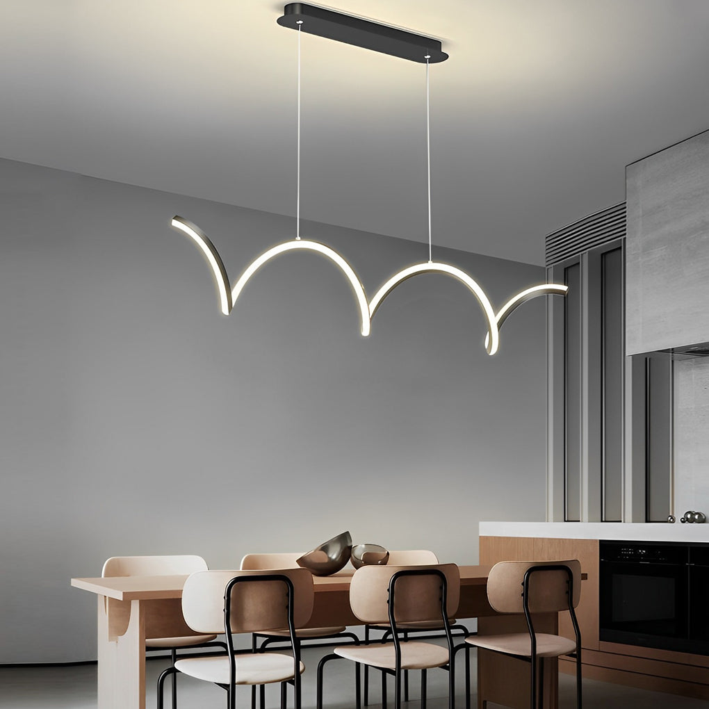 Modern Wave LED Pendant Light with Dimming Control