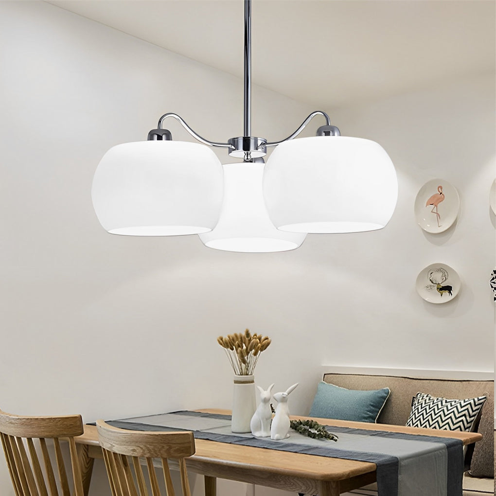 White Glass Vintage Chandelier 3-Light E27 Pendant Lamp