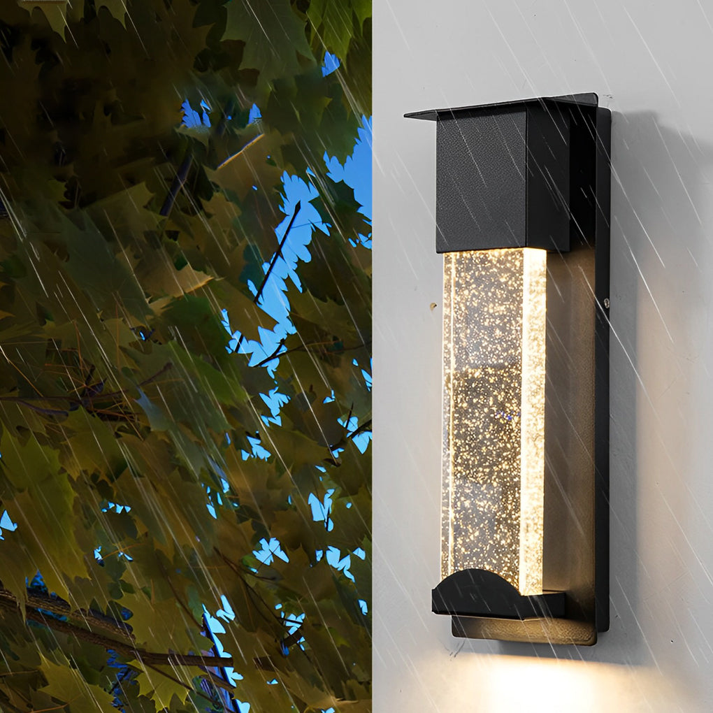 Crystal Bubble Glass Motion Sensor Outdoor Wall Lamp - Black