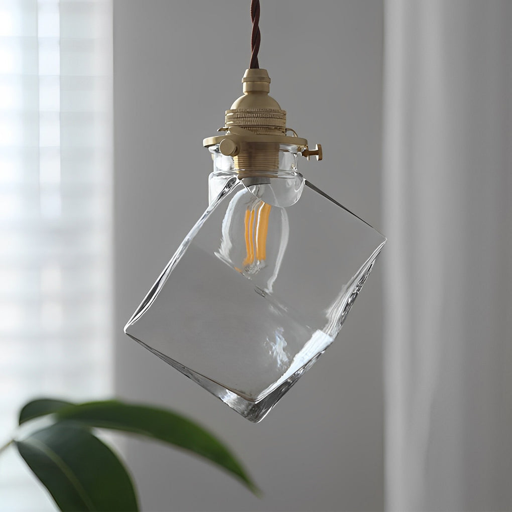 Square Glass Pendant Light Modern Minimalist Kitchen Island Lighting