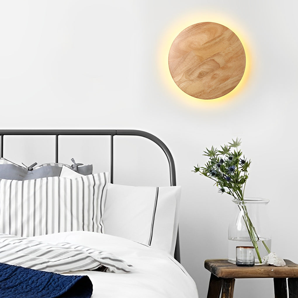 Modern Oak Wood LED Wall Sconce – Round & Oval Design