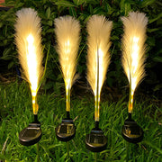 Solar LED Reed Lawn Lamps Set of 2 - Modern Outdoor Garden Lights