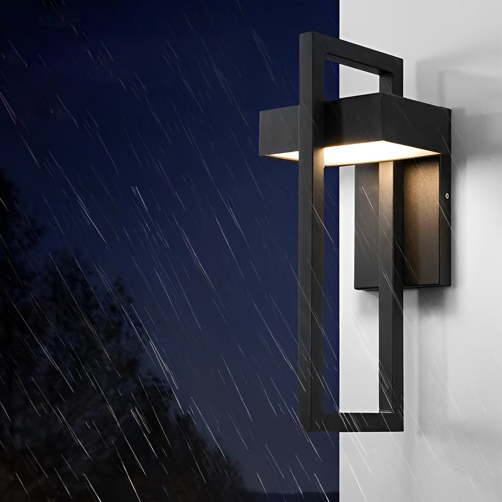 Rectangular Modern LED Outdoor Wall Lamp - Waterproof Black