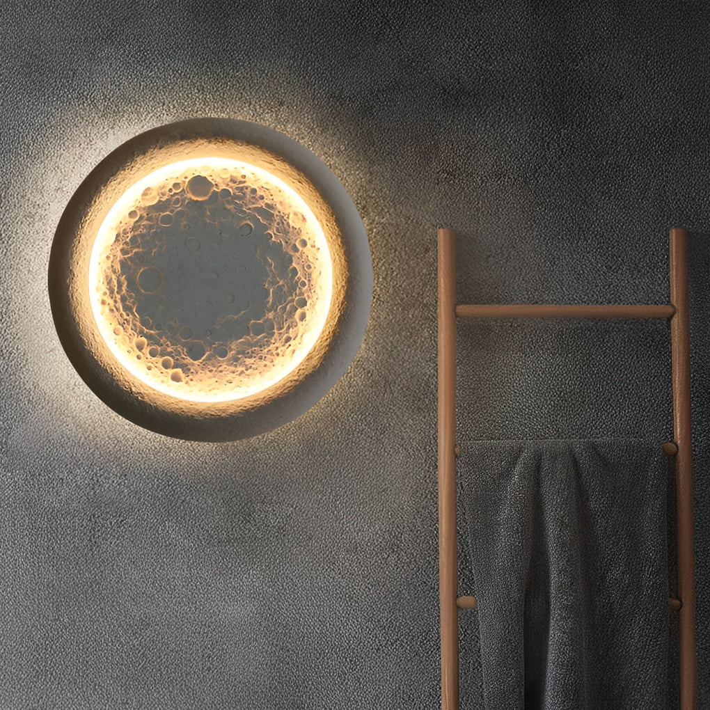 Moon Crater Concrete Outdoor Wall Light with Warm LED