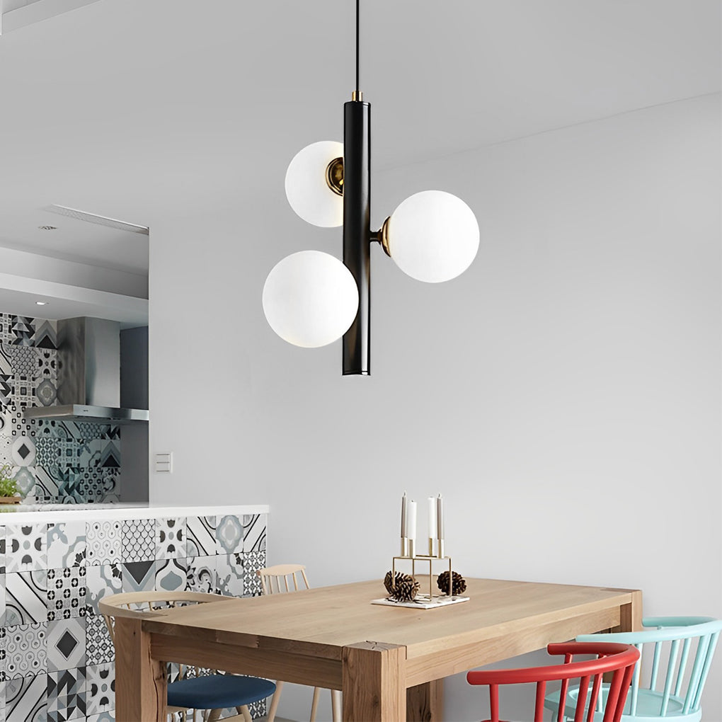 Modern Glass Ball Pendant Light - 3-Light Dining Room Chandelier