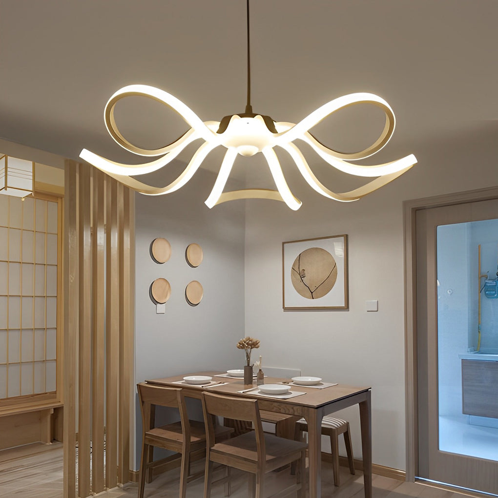 Modern Flower Petal LED Chandelier with Stepless Dimming - White