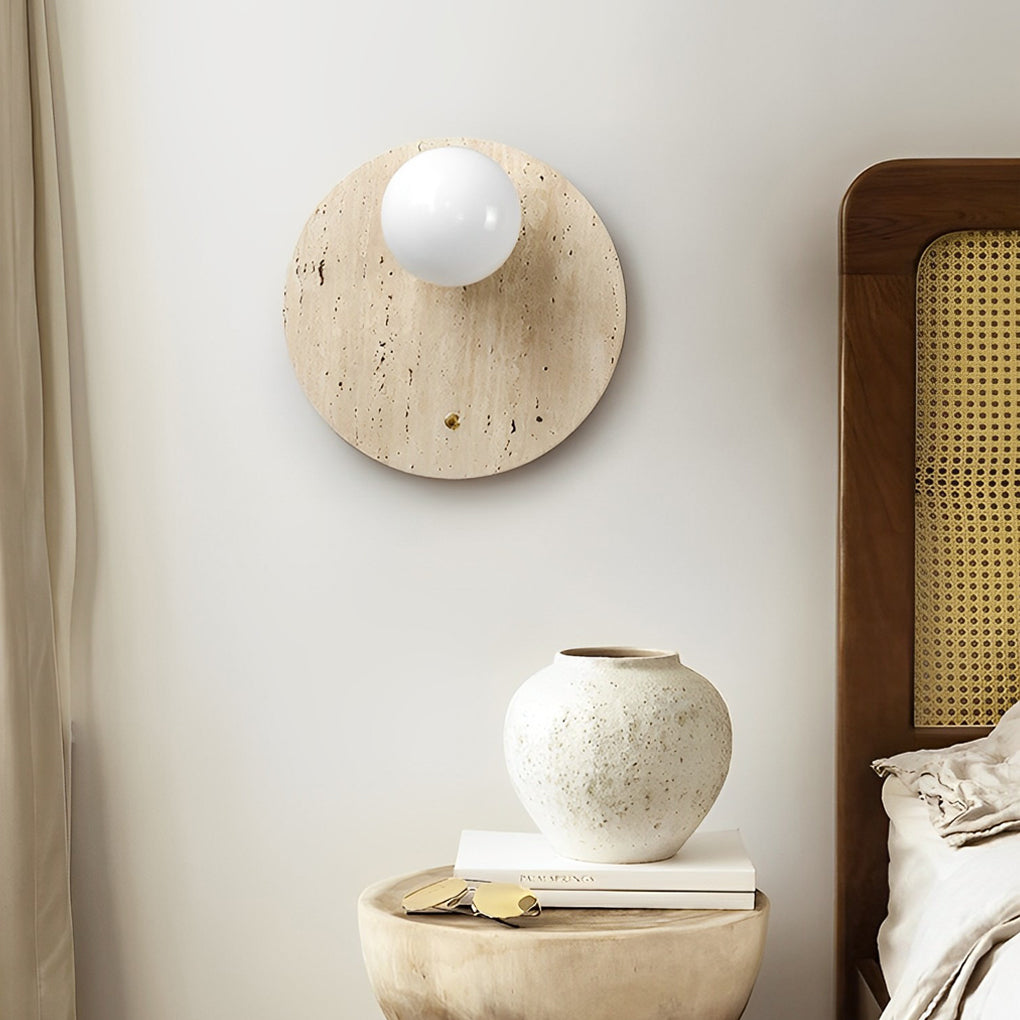 Yellow Travertine Wall Light - Wabi-Sabi Japanese Style Sconce