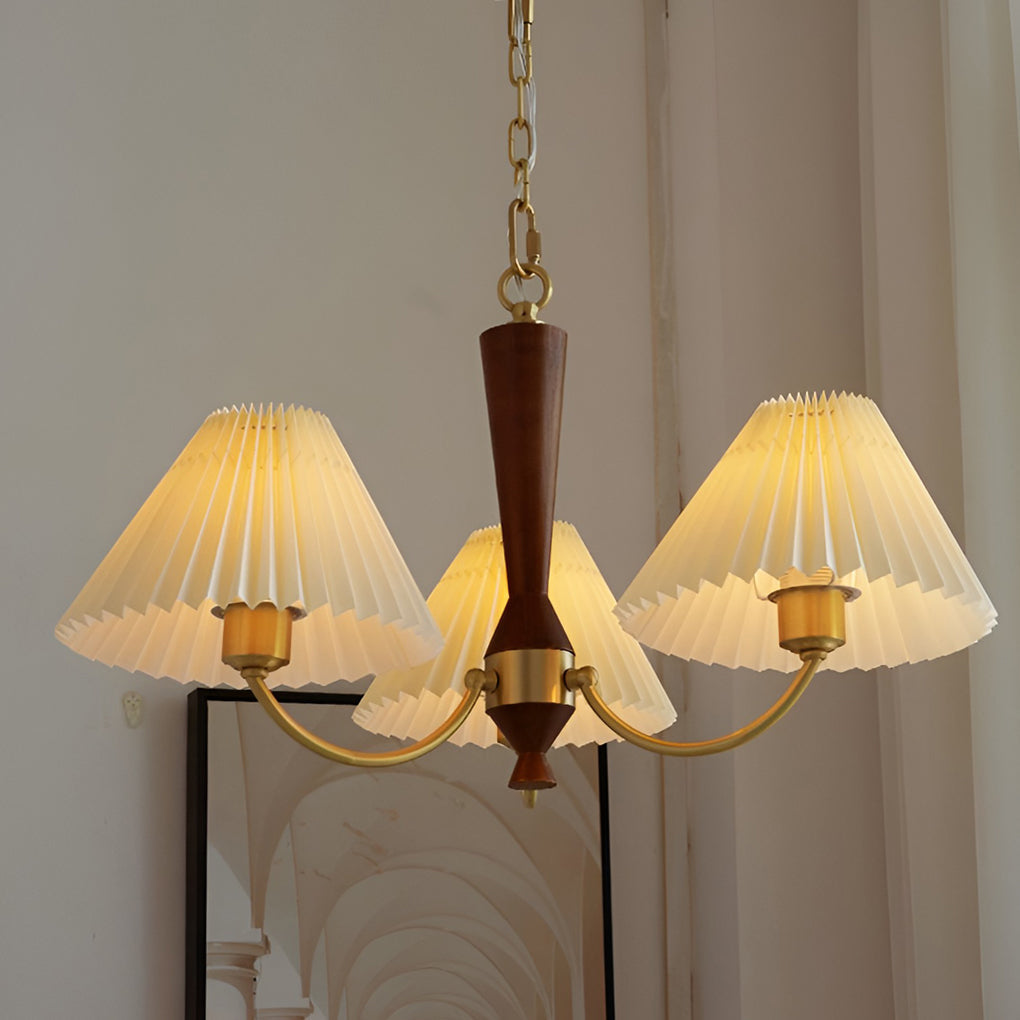 Nordic Pleated Pendant Chandelier 3-Light Warm LED Modern Dining