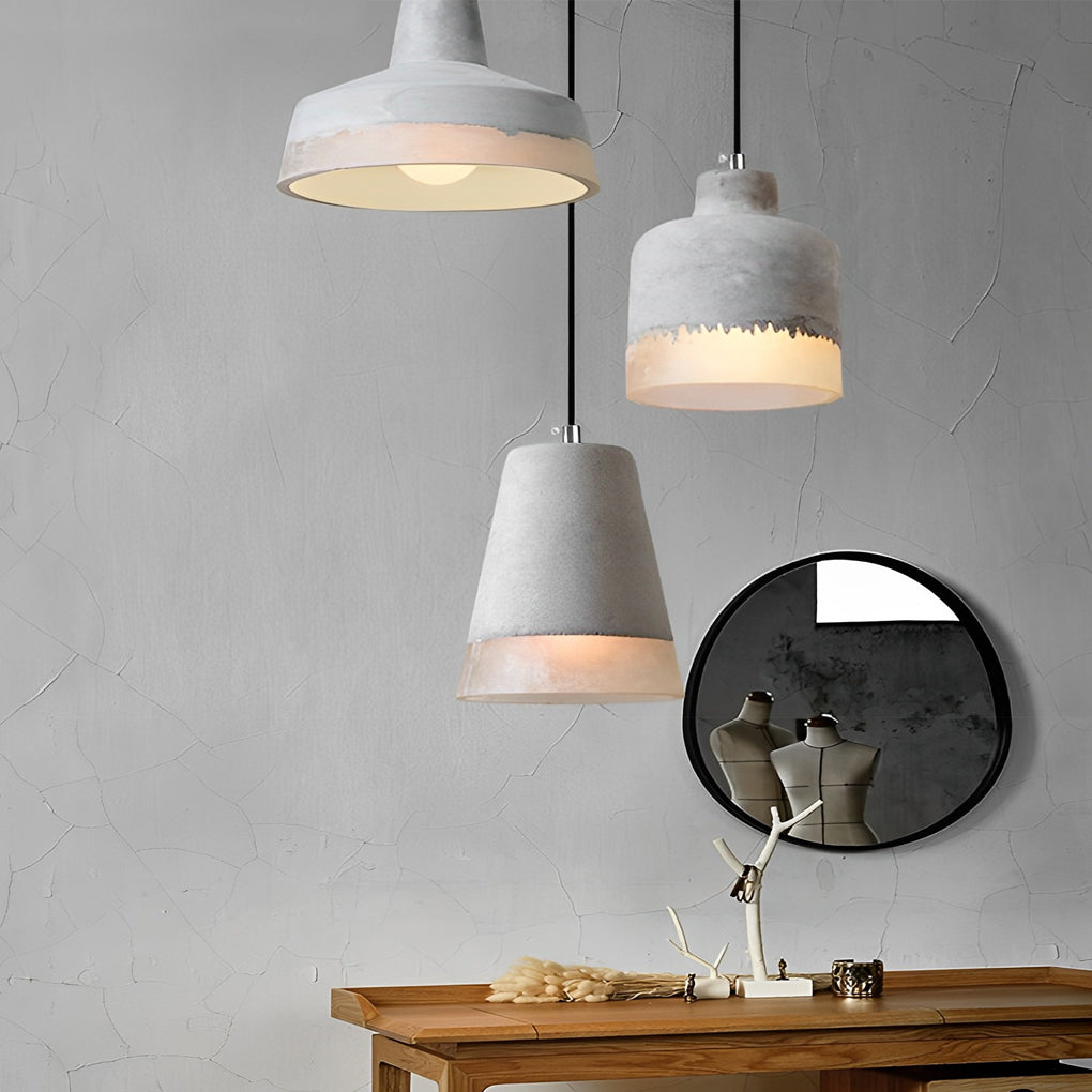 Industrial Cement Pendant Light – Modern Minimalist Chandelier