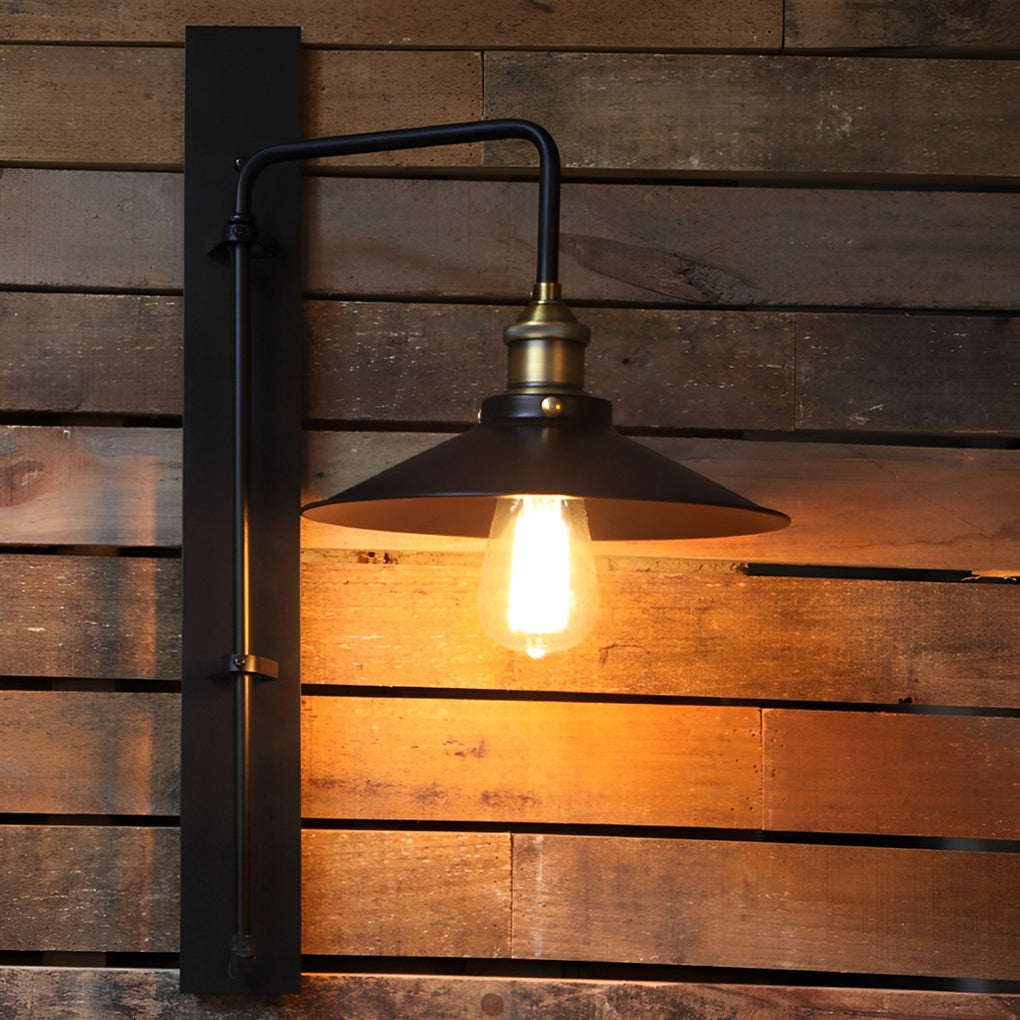 Adjustable Black Industrial Wall Sconce with LED Light
