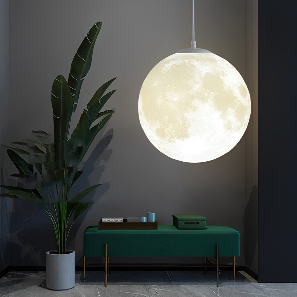 3D Moon Pendant Light Modern Nordic Spherical Hanging Lamp