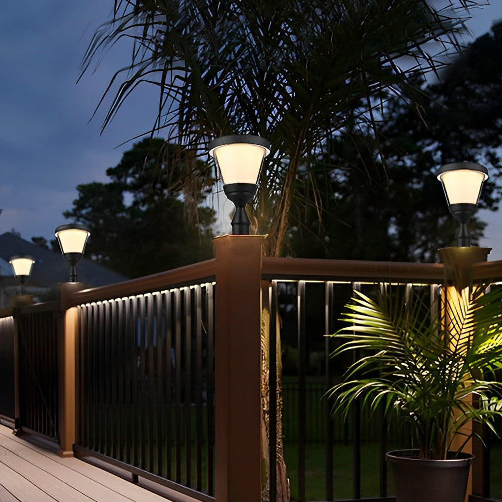 Modern Solar Fence Post Cap Light - Waterproof Aluminum Outdoor