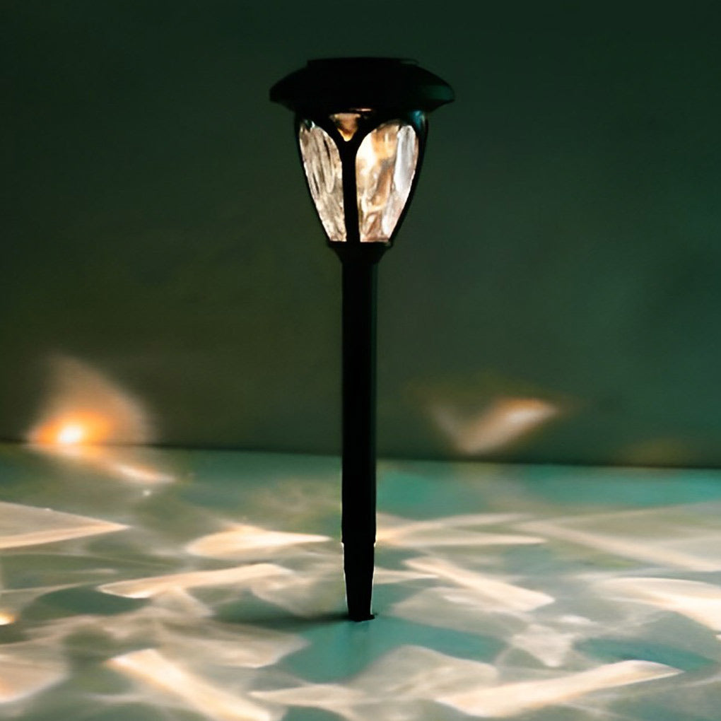 Solar LED Lawn Lamp Set with Black Glass Shade (2 Pack)
