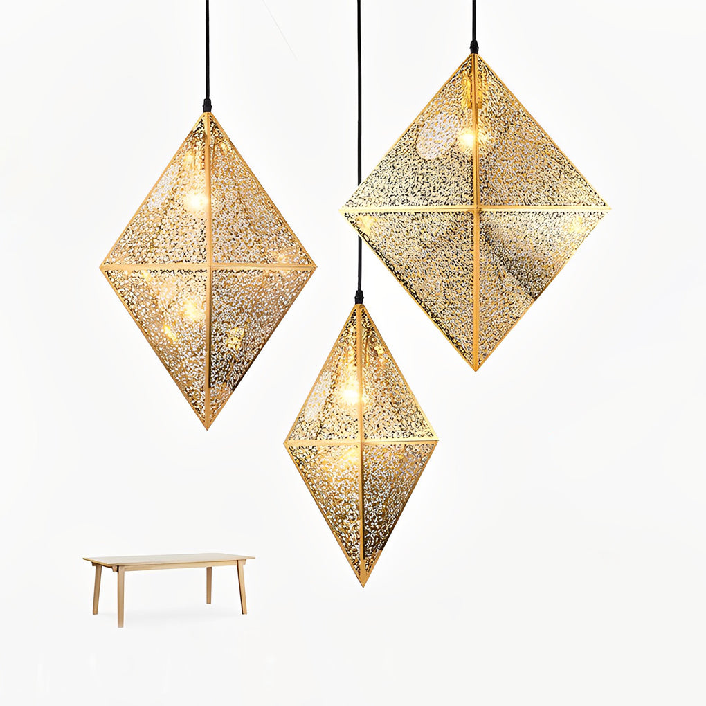 Geometric Stainless Steel Pendant Light - Modern Hollow Design