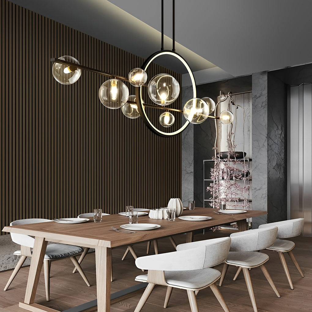 Modern Glass Bubble Chandelier with G9 LED – Black Finish