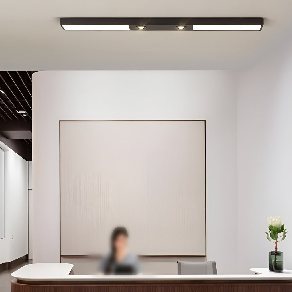 Linear LED Black Ceiling Light with Adjustable Spotlights