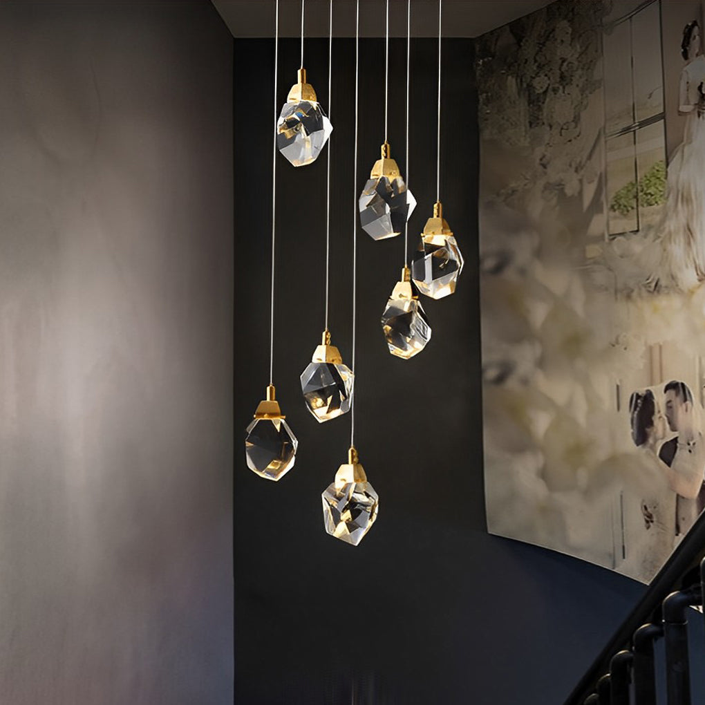 Spiral Crystal Staircase Chandelier Modern Electroplated Gold