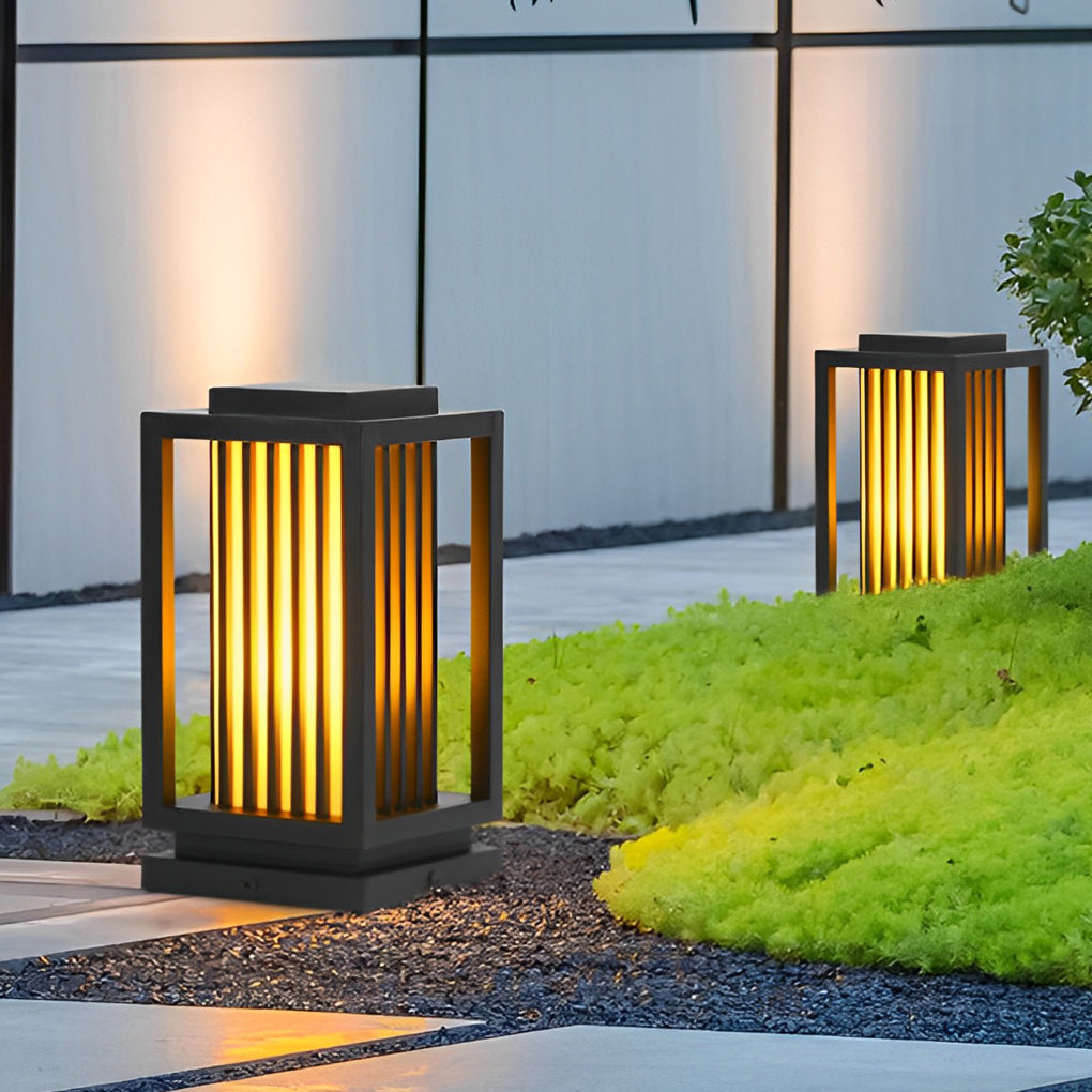 Modern Black Cage LED Pathway Lawn Light for Outdoor Landscape