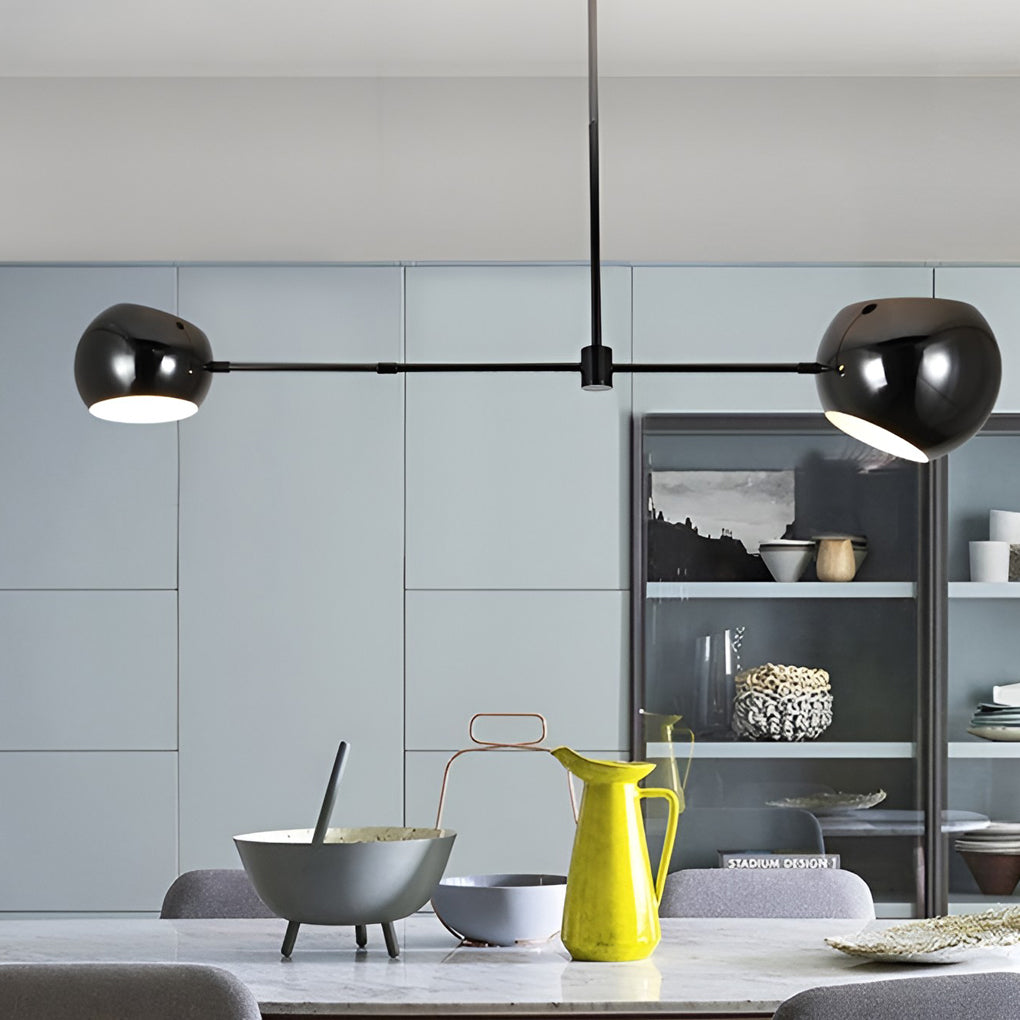 Geometric Linear Black Iron Chandelier Modern Pendant Light