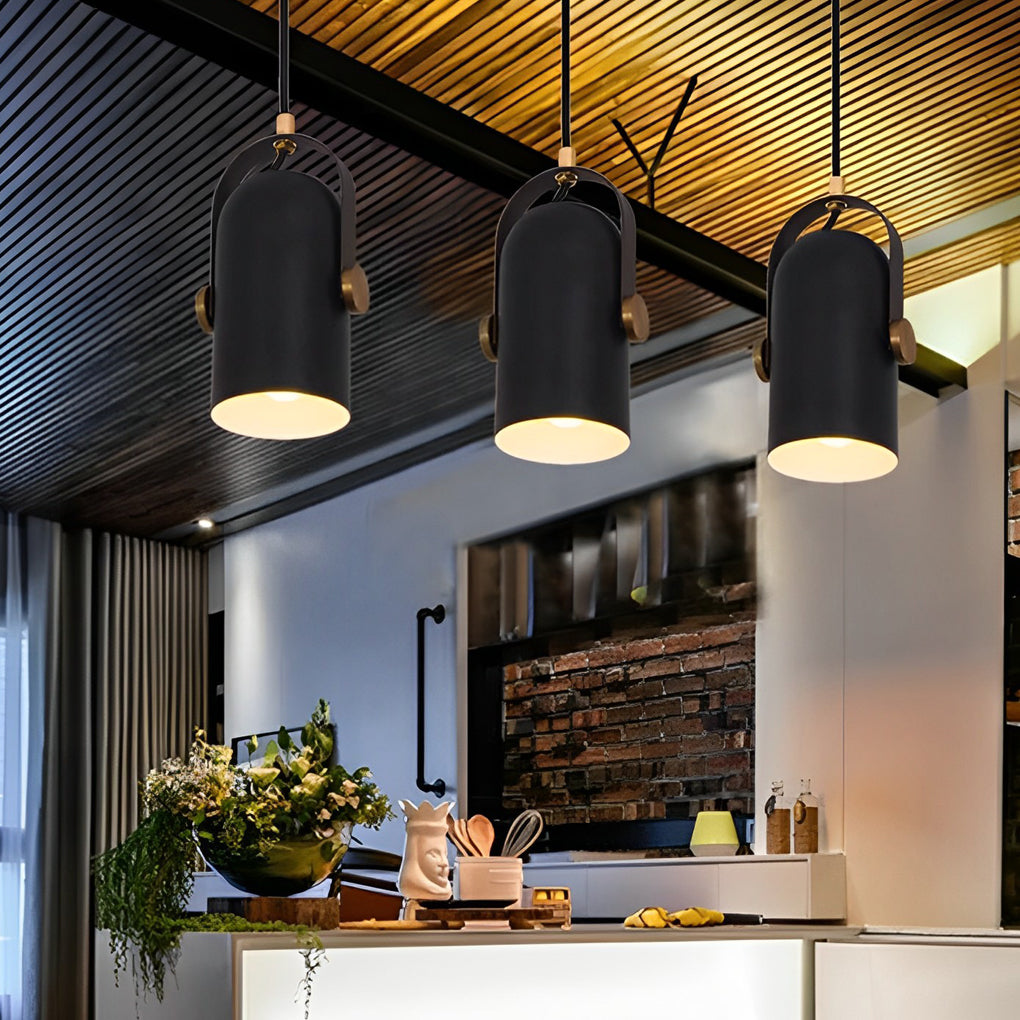 Adjustable Industrial Pendant Light - Black Aluminum Alloy