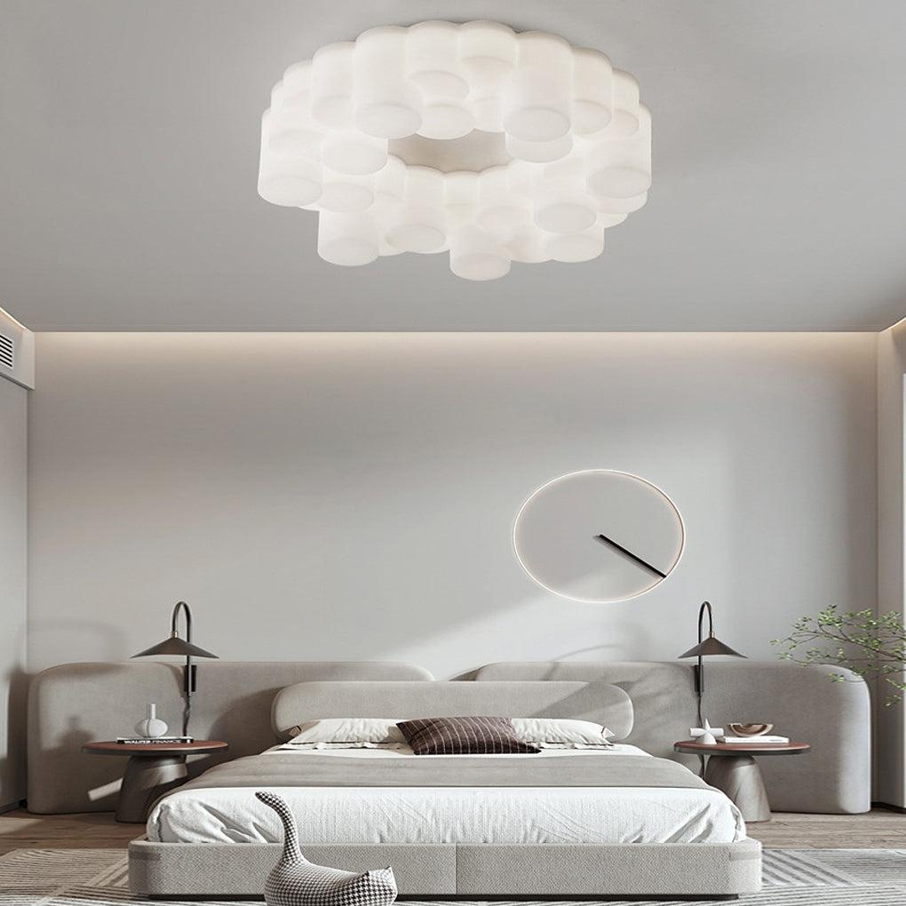 Modern Honeycomb Ring LED Ceiling Light with 3-Step Dimming