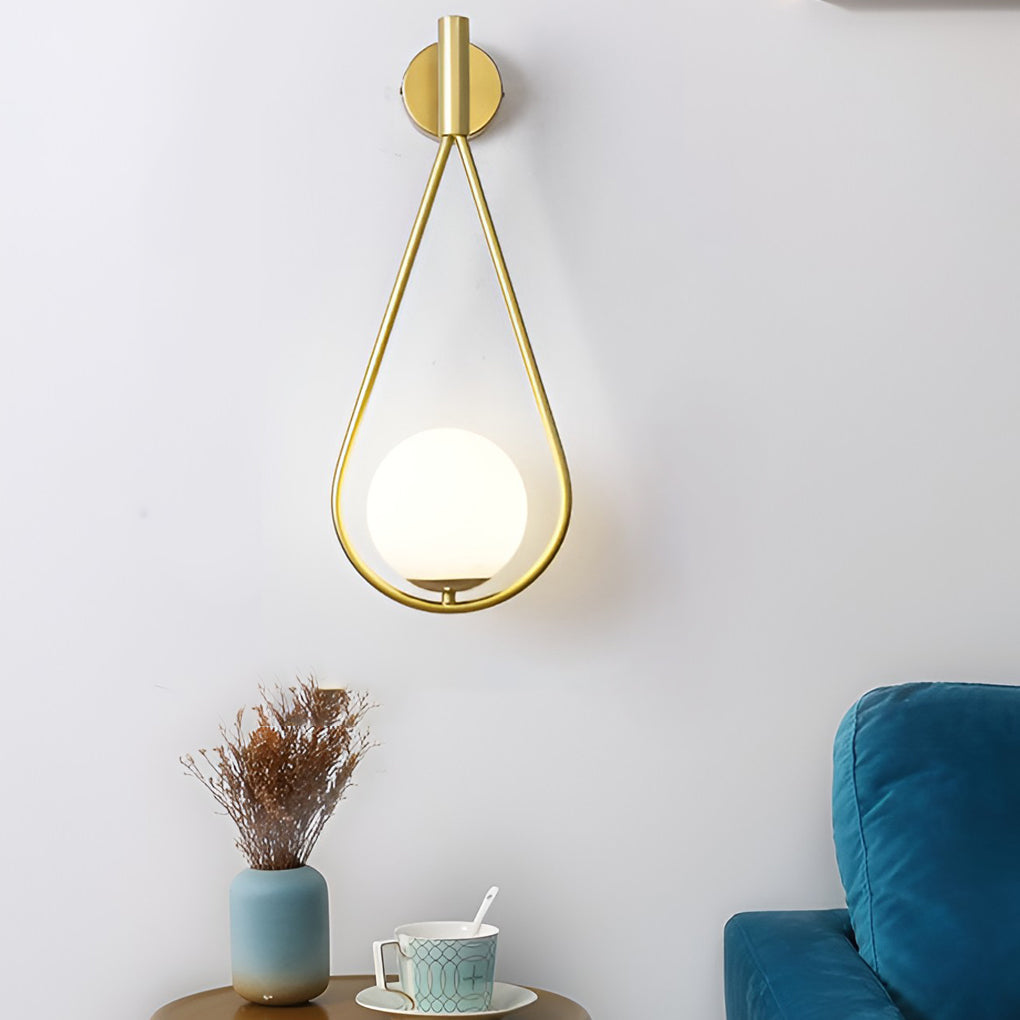 Water Drop Glass Wall Sconce Modern LED Light Fixture Black Gold