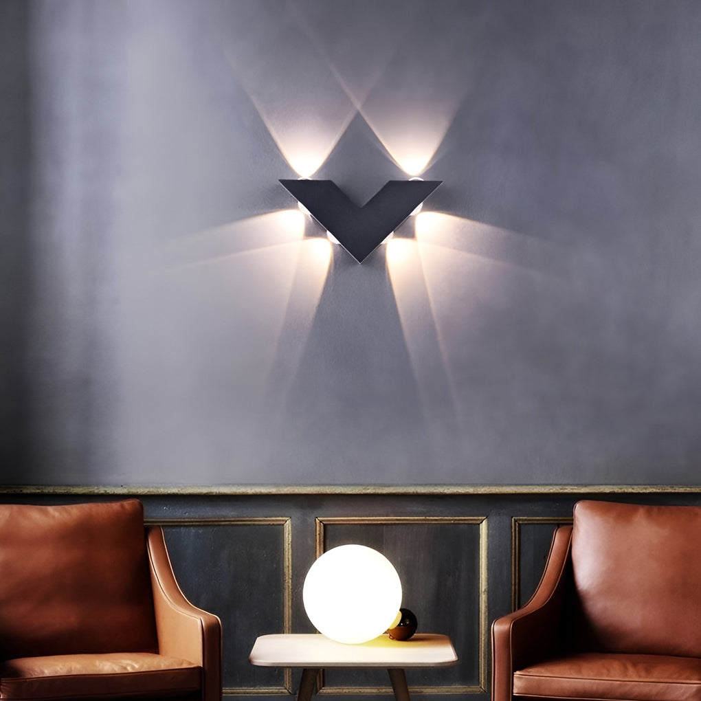 V-Shaped LED Outdoor Wall Light – Black Aluminum Waterproof