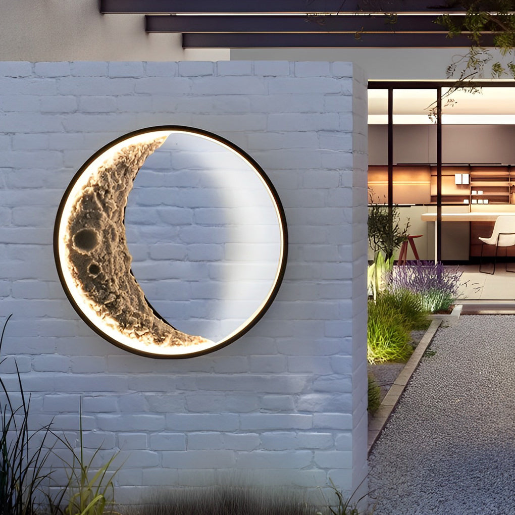 Art Deco Moon Crescent LED Outdoor Wall Light