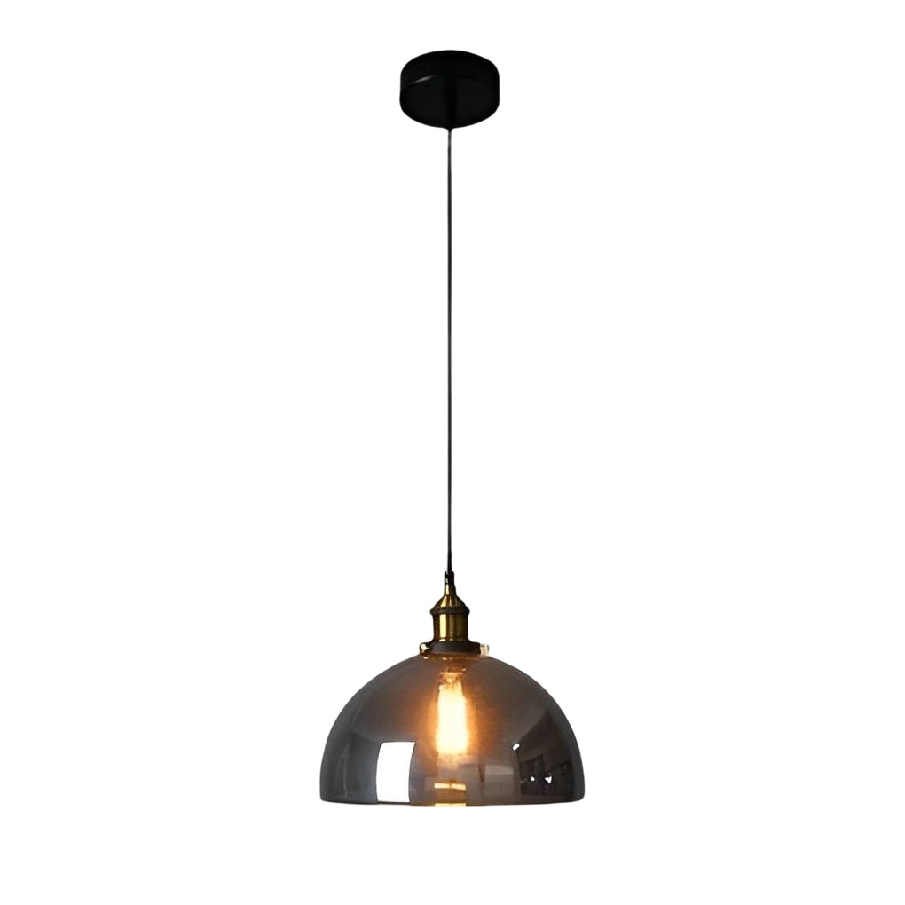 Smoke Gray Glass Industrial Pendant Light – Modern Minimalist