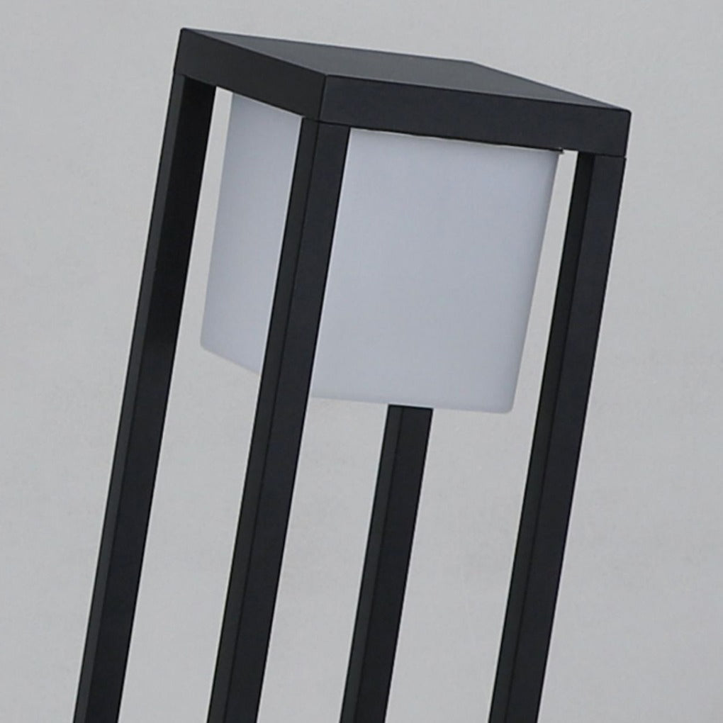 Solar LED Pathway Bollard Light Black Aluminum Modern Outdoor