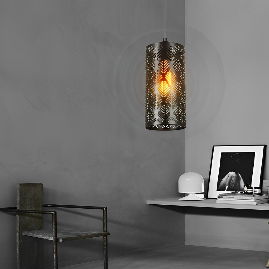Black Iron Hollow Cylinder Pendant Light – Industrial Modern