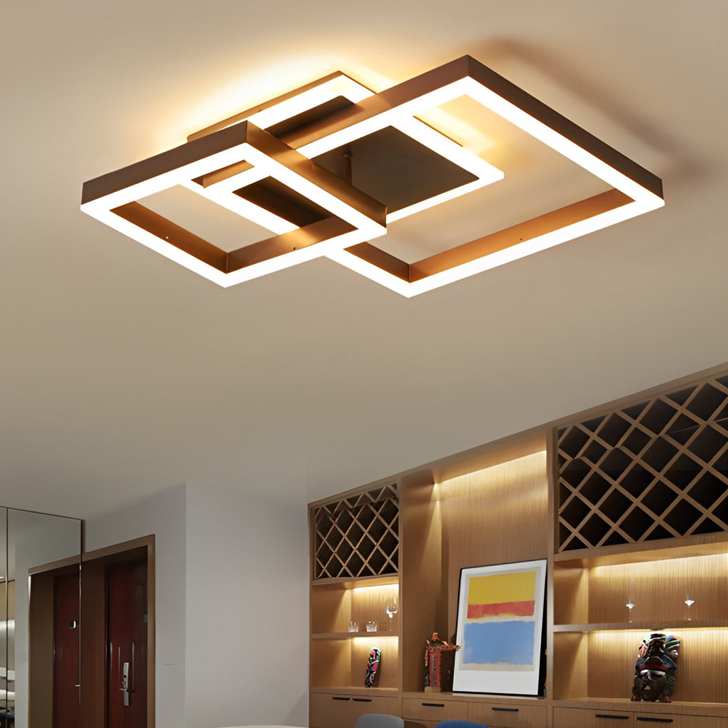 Modern Square Overlapping LED Aluminum Semi-Flush Ceiling Light
